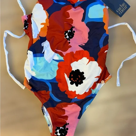 Cache Coeur Poppy Maternity One Piece Swimsuit Floral Size S NWT - Picture 2 of 9